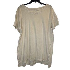 Anthropologie Pilcro Pale Yellow Oversized JORDYN Cotton Slub T Shirt Top Sz L